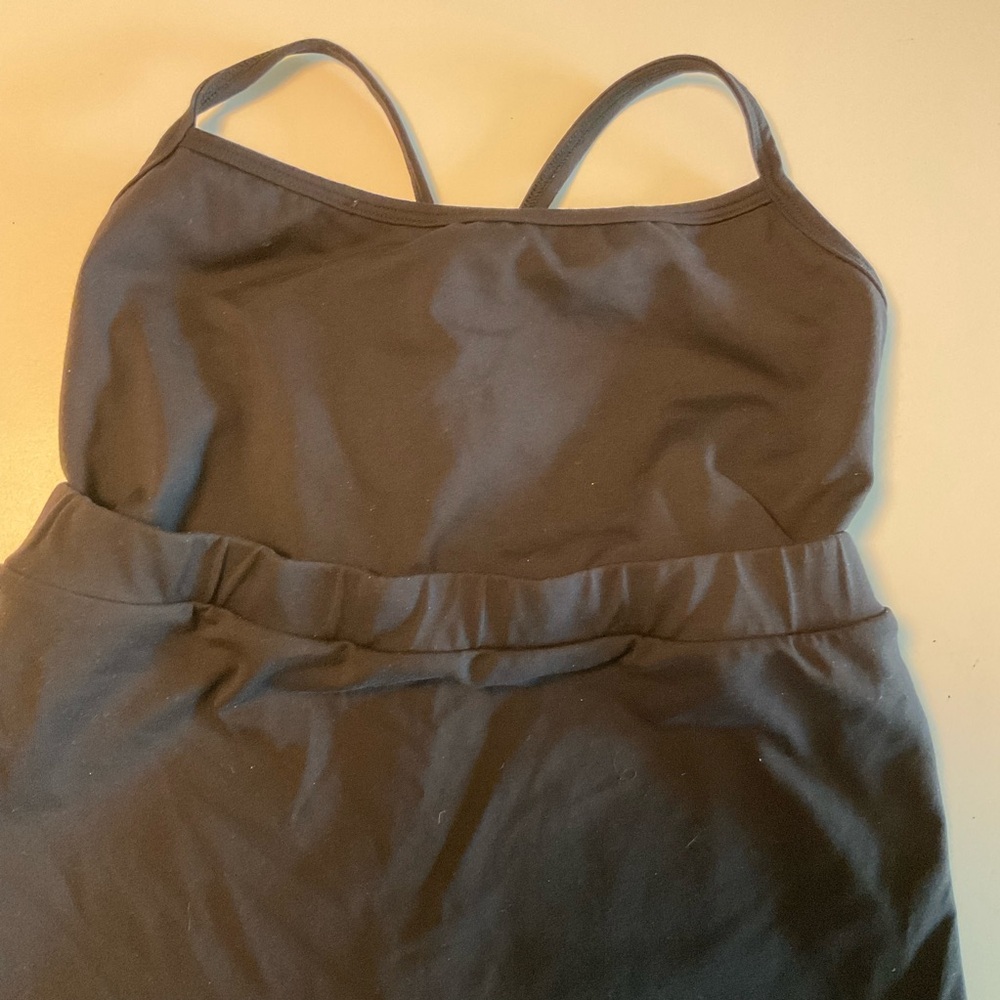 Workout Top, Black, High Princess Waist Line, Heavy Snug Fit, Strapy Back, Sz M - Picture 2 of 10
